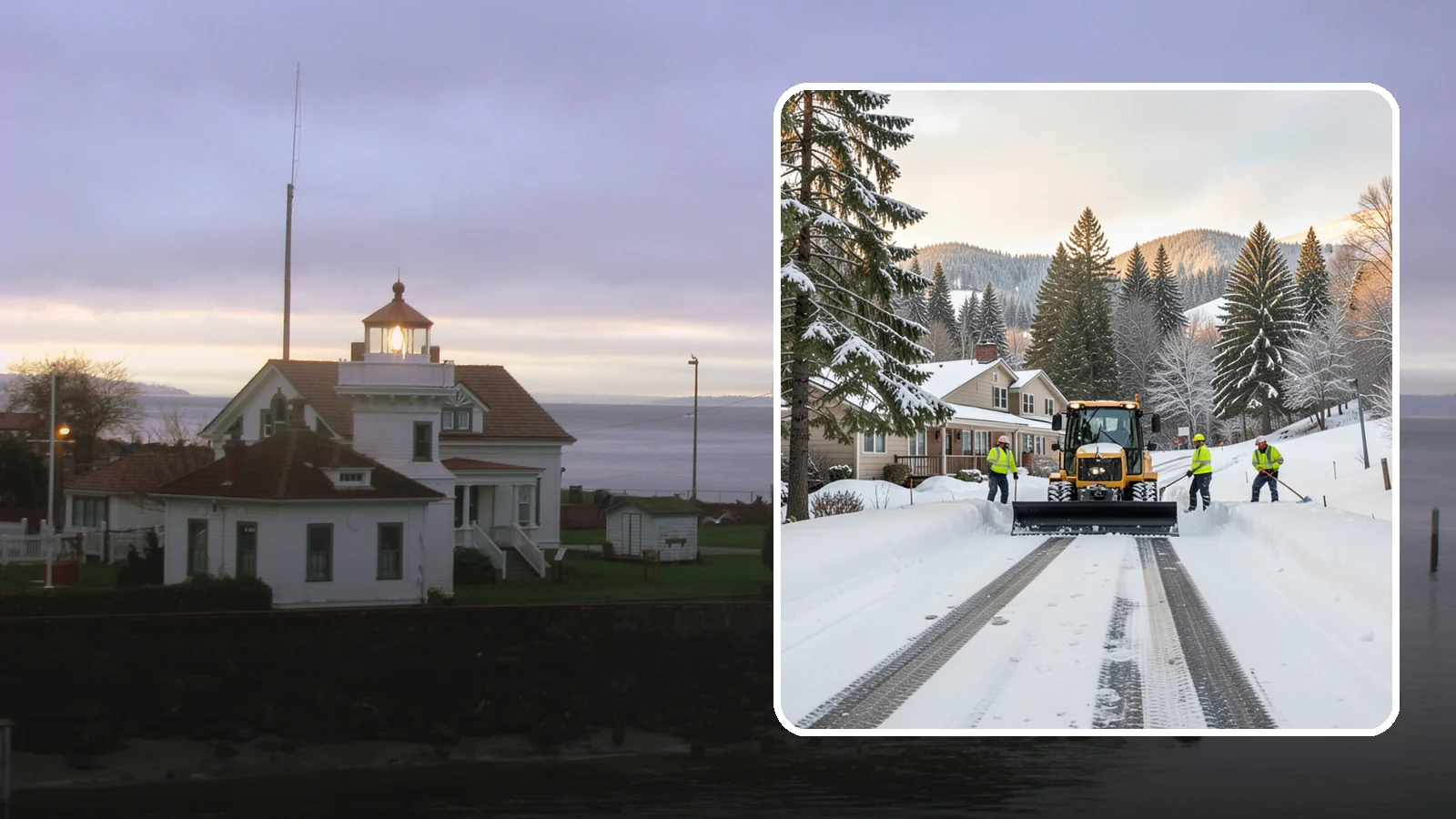 Long Driveway Snow Removal in Mukilteo, Snohomish County, WA - We clear long rural and hillside driveways end to end so you never get stranded at home.