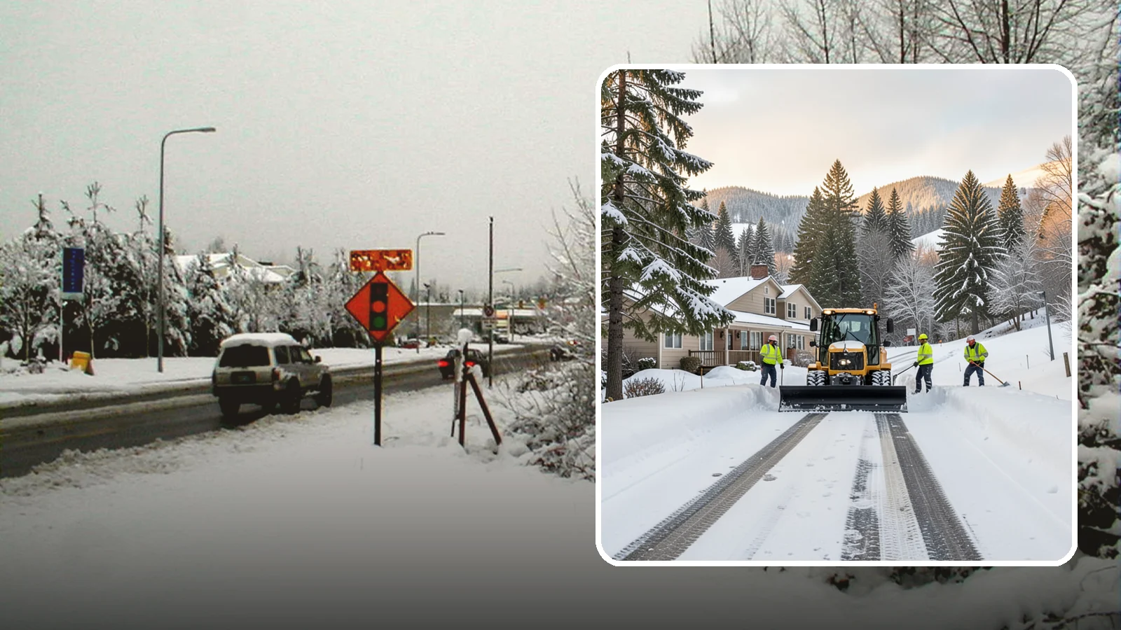 Long Driveway Snow Removal in Newcastle, King County, WA - We clear long rural and hillside driveways end to end so you never get stranded at home.
