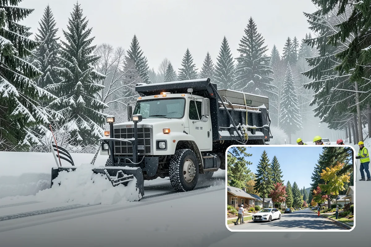 Long Driveway Snow Removal in Orting, Pierce County, WA - Clears the full length to the road