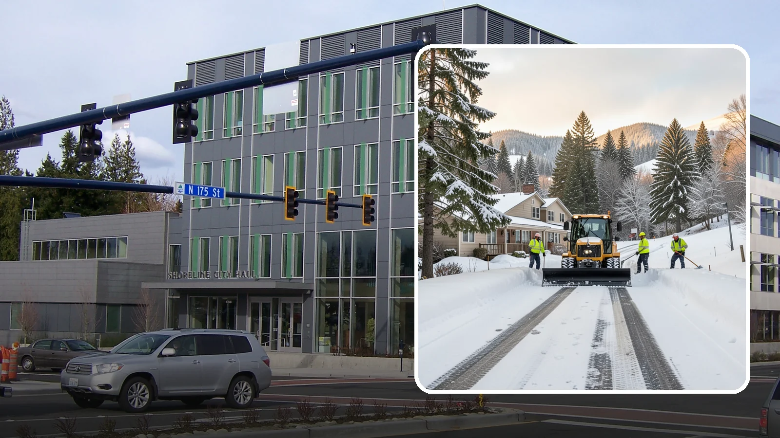 Long Driveway Snow Removal in Shoreline, King County, WA - We clear long rural and hillside driveways end to end so you never get stranded at home.