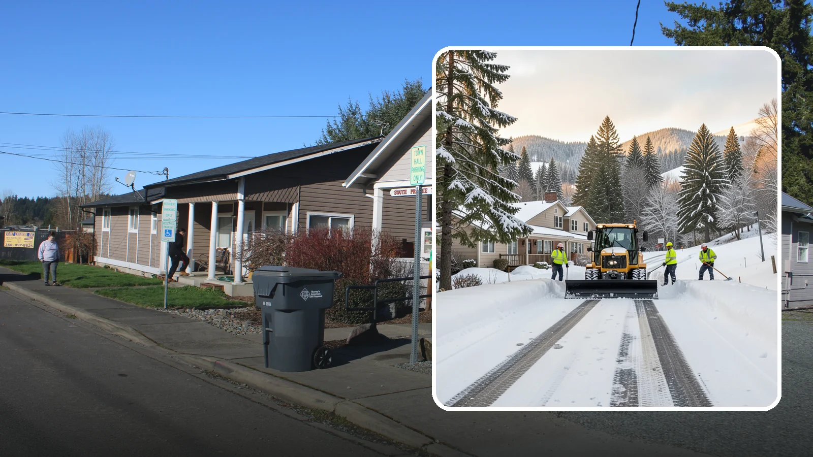 Long Driveway Snow Removal in South Prairie, Pierce County, WA - We clear long rural and hillside driveways end to end so you never get stranded at home.