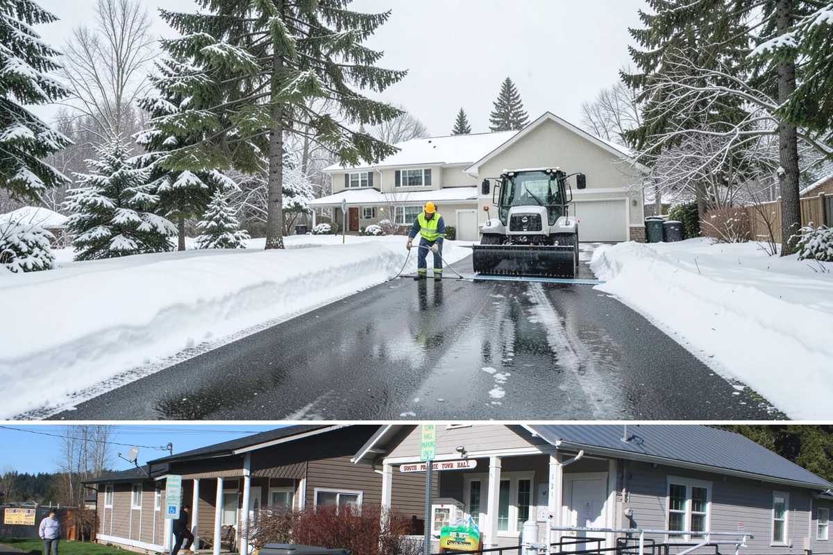 Long Driveway Snow Removal in South Prairie, Pierce County, WA - Long driveway service is critical throughout the foothill snow season from November to March.