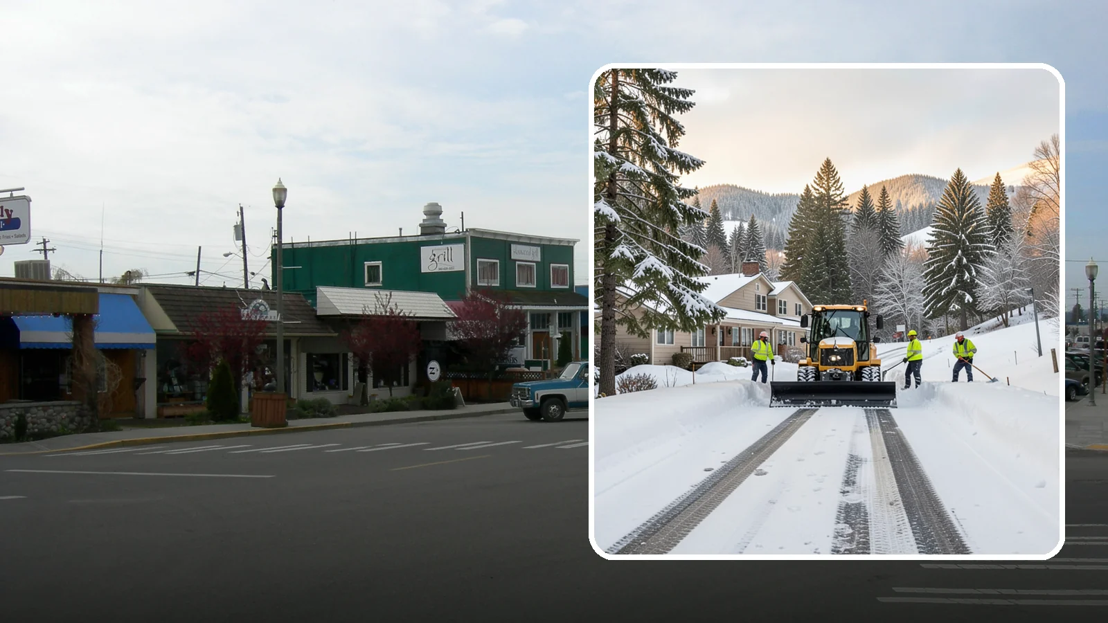 Long Driveway Snow Removal in Stanwood, Snohomish County, WA - We clear long rural and hillside driveways end to end so you never get stranded at home.