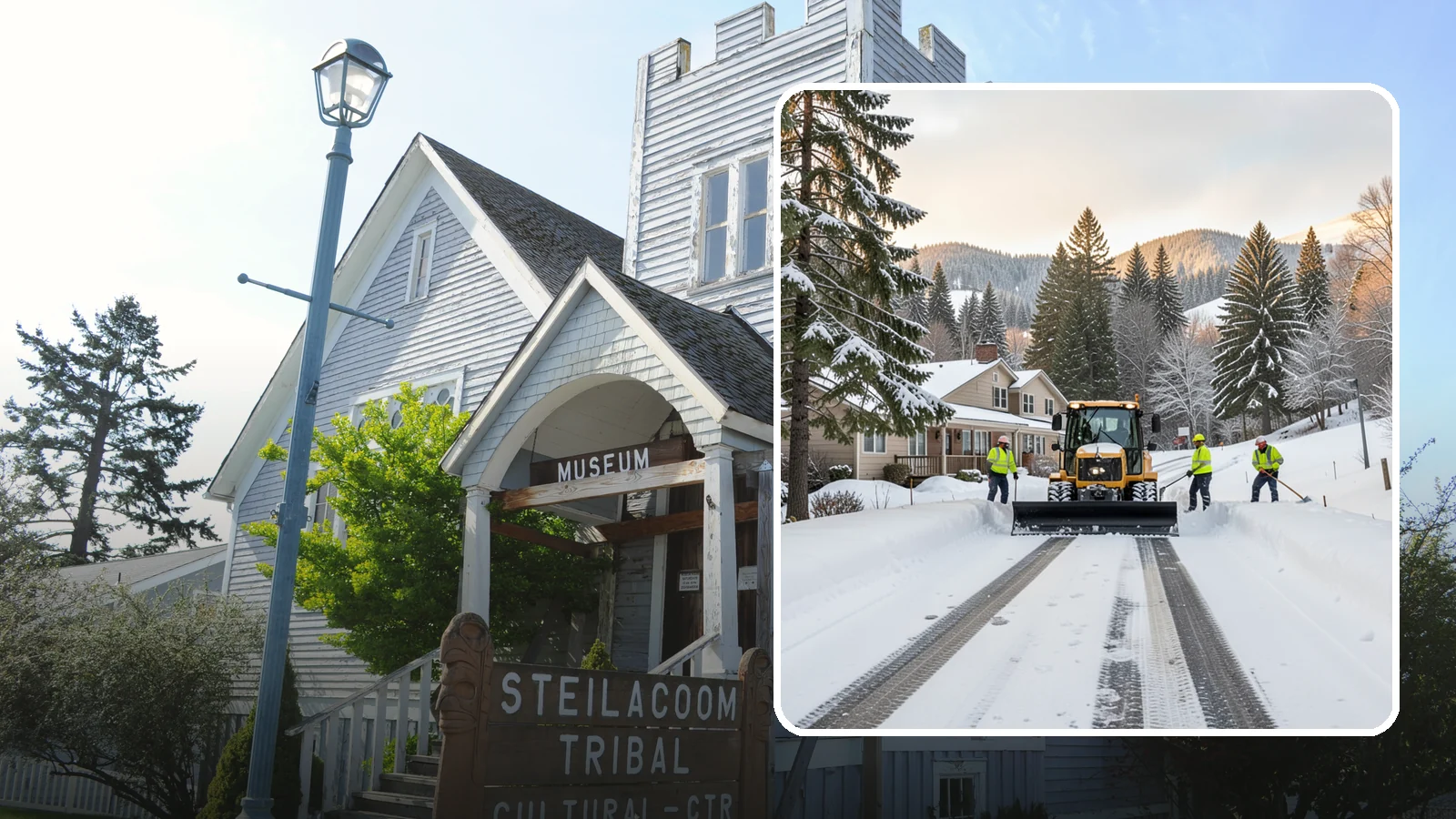 Long Driveway Snow Removal in Steilacoom, Pierce County, WA - We clear long rural and hillside driveways end to end so you never get stranded at home.