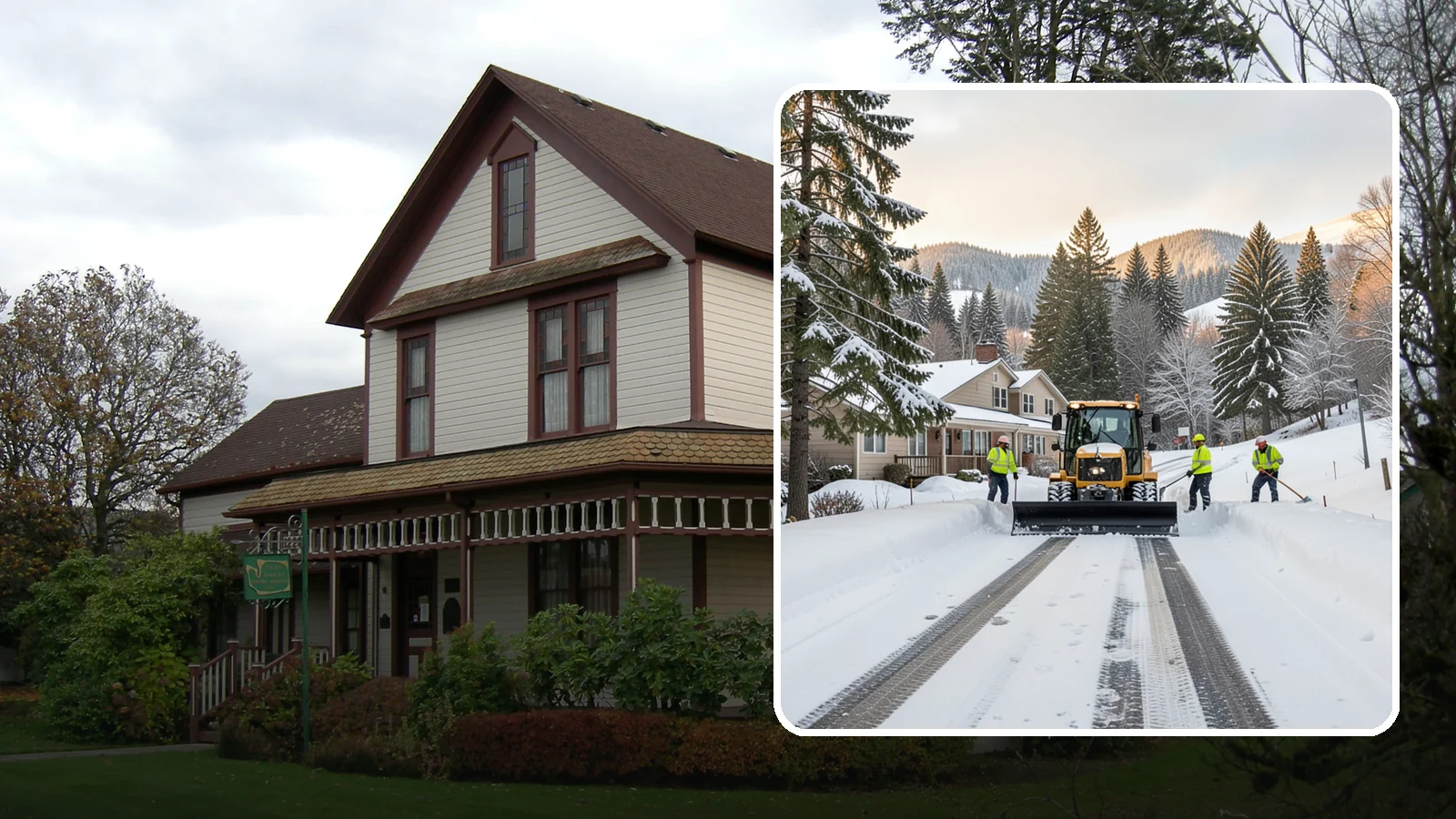 Long Driveway Snow Removal in Sumner, Pierce County, WA - We clear long rural and hillside driveways end to end so you never get stranded at home.