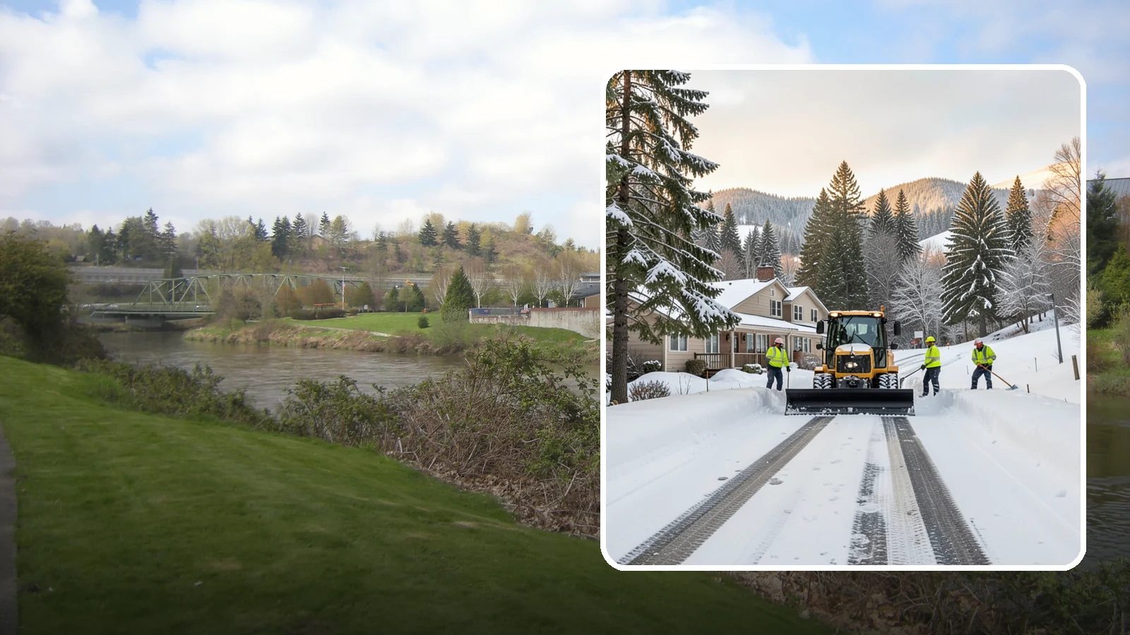 Long Driveway Snow Removal in Tukwila, King County, WA - We clear long rural and hillside driveways end to end so you never get stranded at home.