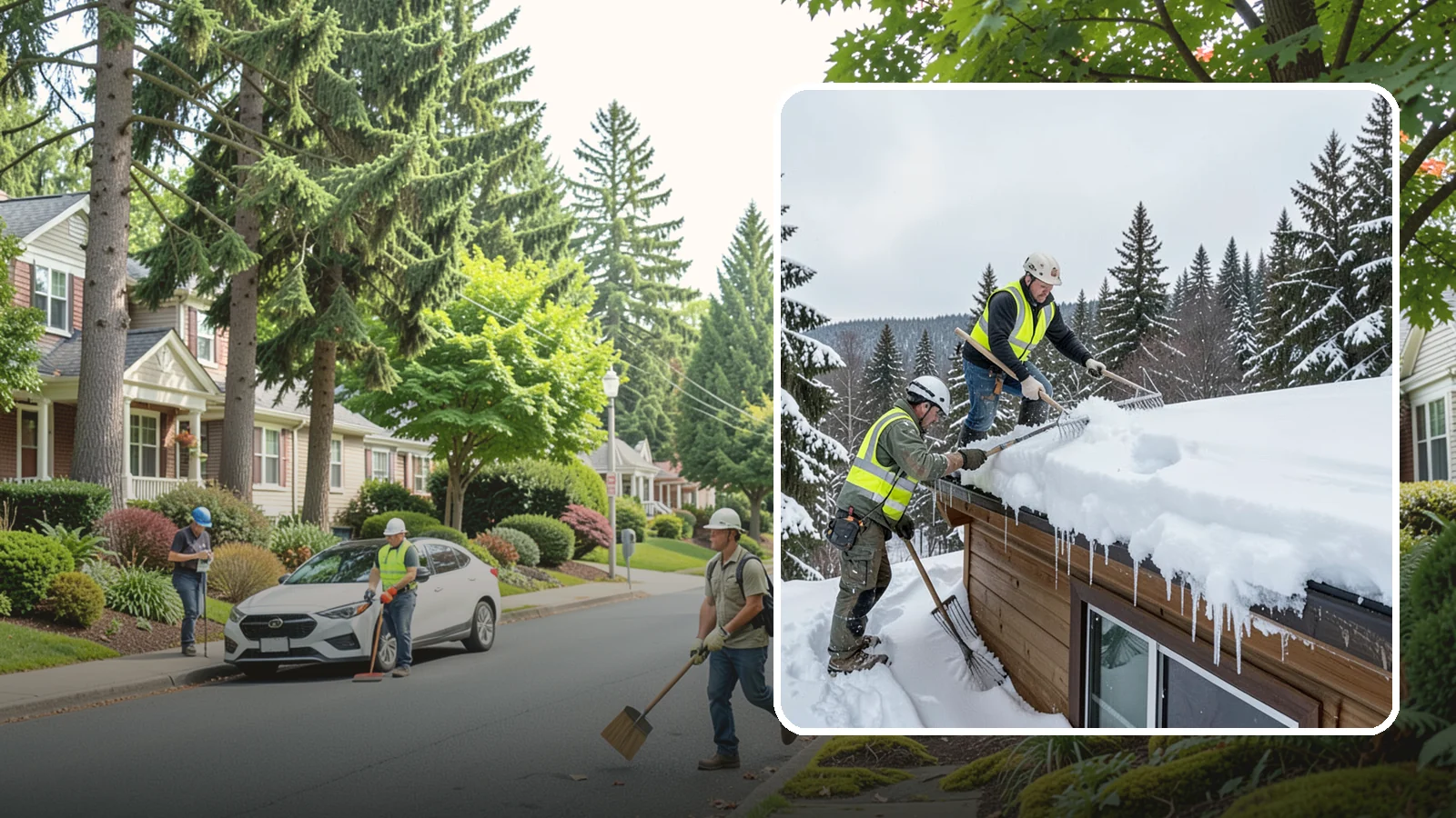 Low-Slope Roof Snow Removal in Beaux Arts Village, King County, WA - We remove snow from flat and low-slope roofs where heavy Northwest snow collects and lingers.