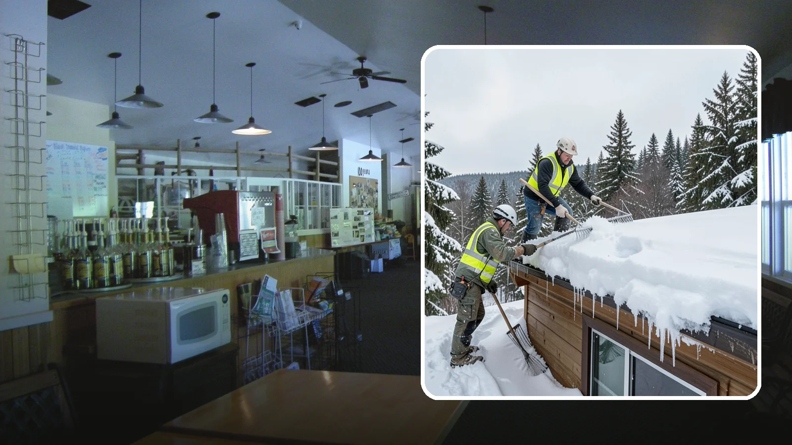 Low-Slope Roof Snow Removal in Black Diamond, King County, WA - We remove snow from flat and low-slope roofs where heavy Northwest snow collects and lingers.
