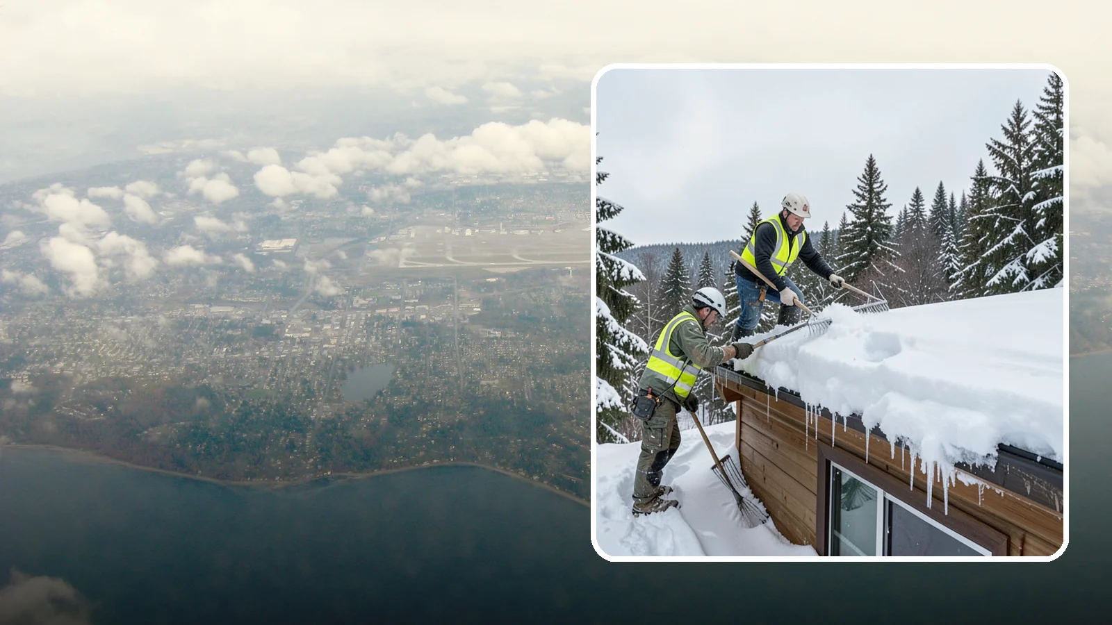 Low-Slope Roof Snow Removal in Burien, King County, WA - We remove snow from flat and low-slope roofs where heavy Northwest snow collects and lingers.