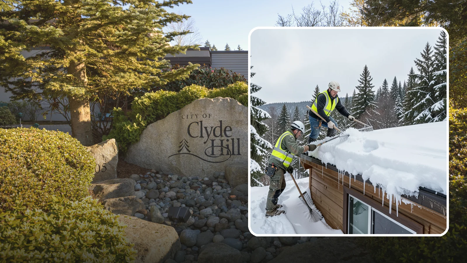 Low-Slope Roof Snow Removal in Clyde Hill, King County, WA - We remove snow from flat and low-slope roofs where heavy Northwest snow collects and lingers.