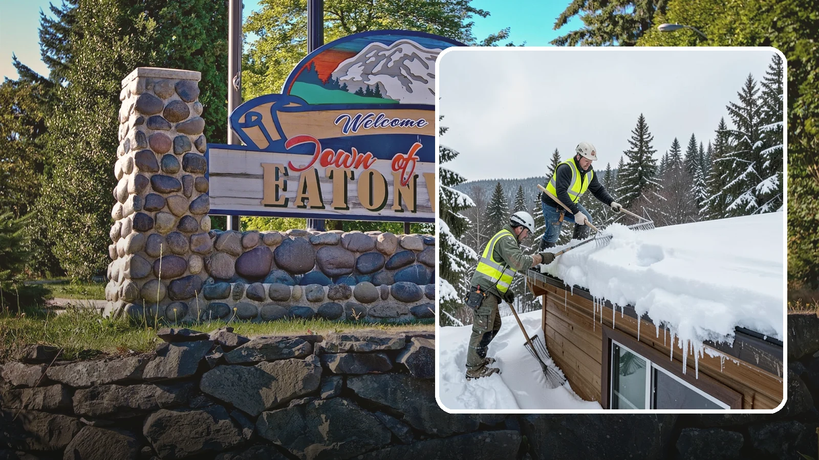 Low-Slope Roof Snow Removal in Eatonville, Pierce County, WA - We remove snow from flat and low-slope roofs where heavy Northwest snow collects and lingers.