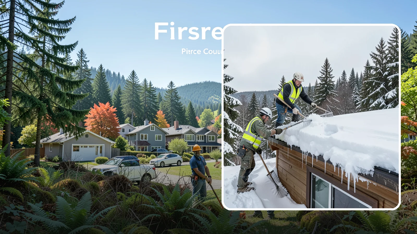 Low-Slope Roof Snow Removal in Fircrest, Pierce County, WA - We remove snow from flat and low-slope roofs where heavy Northwest snow collects and lingers.