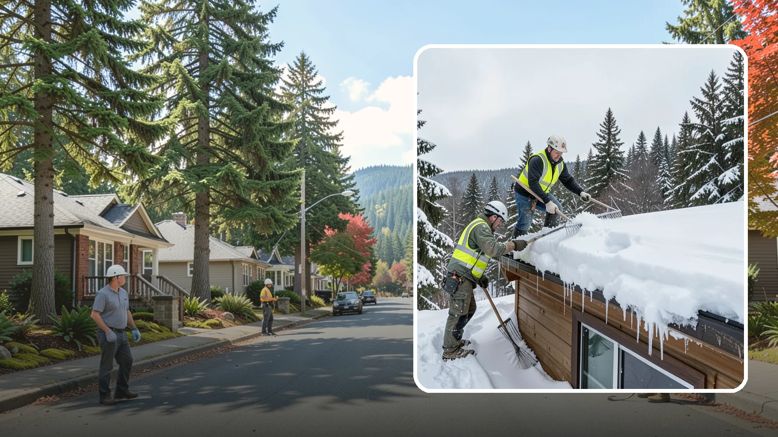 Low-Slope Roof Snow Removal in Hunts Point, King County, WA - We remove snow from flat and low-slope roofs where heavy Northwest snow collects and lingers.
