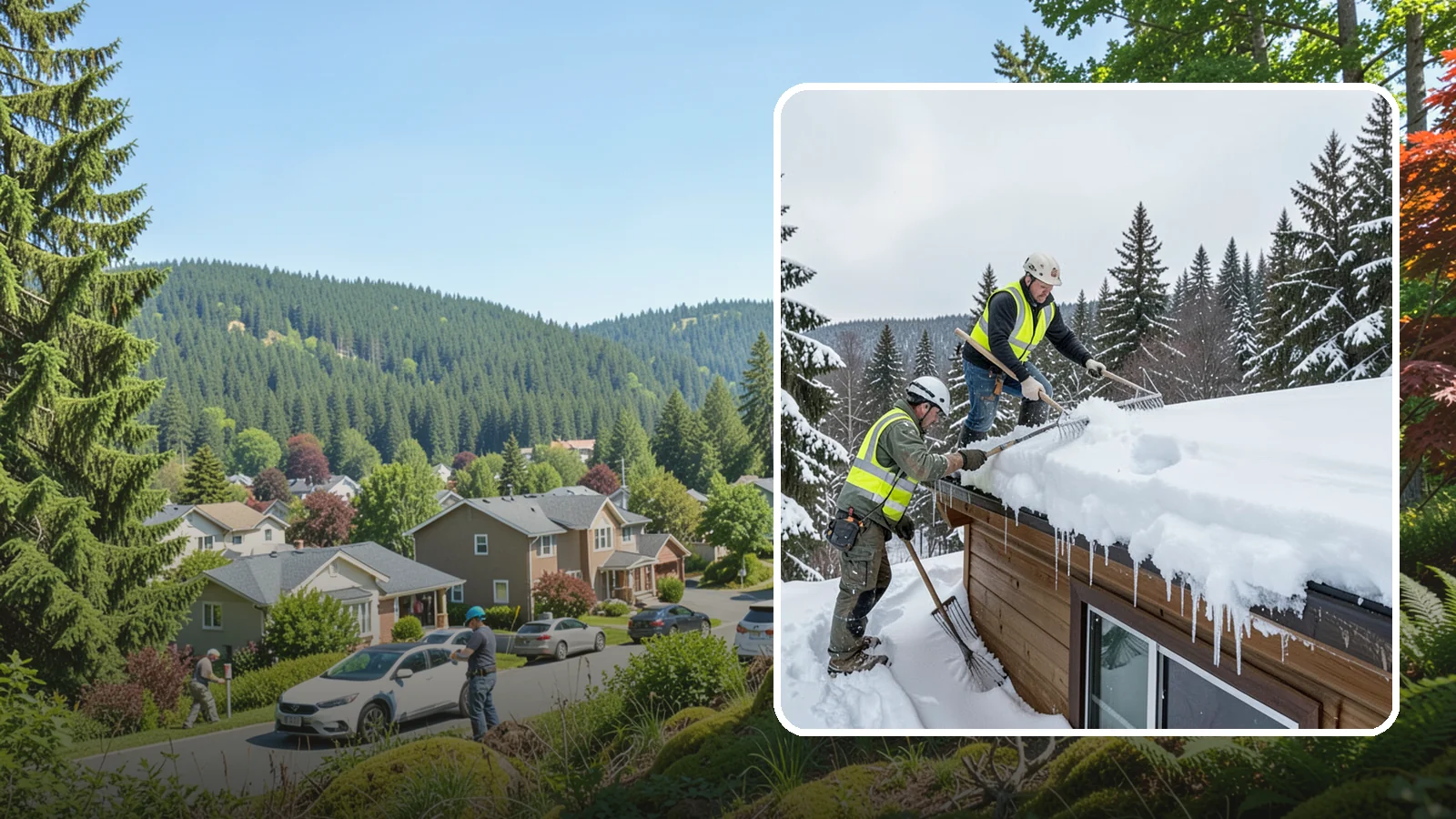 Low-Slope Roof Snow Removal in Index, Snohomish County, WA - We remove snow from flat and low-slope roofs where heavy Northwest snow collects and lingers.