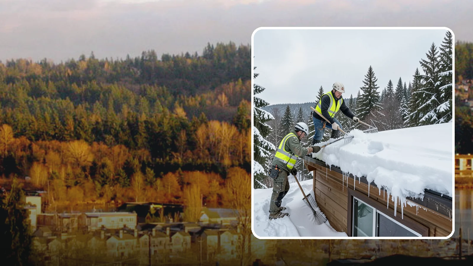 Low-Slope Roof Snow Removal in Kenmore, King County, WA - We remove snow from flat and low-slope roofs where heavy Northwest snow collects and lingers.