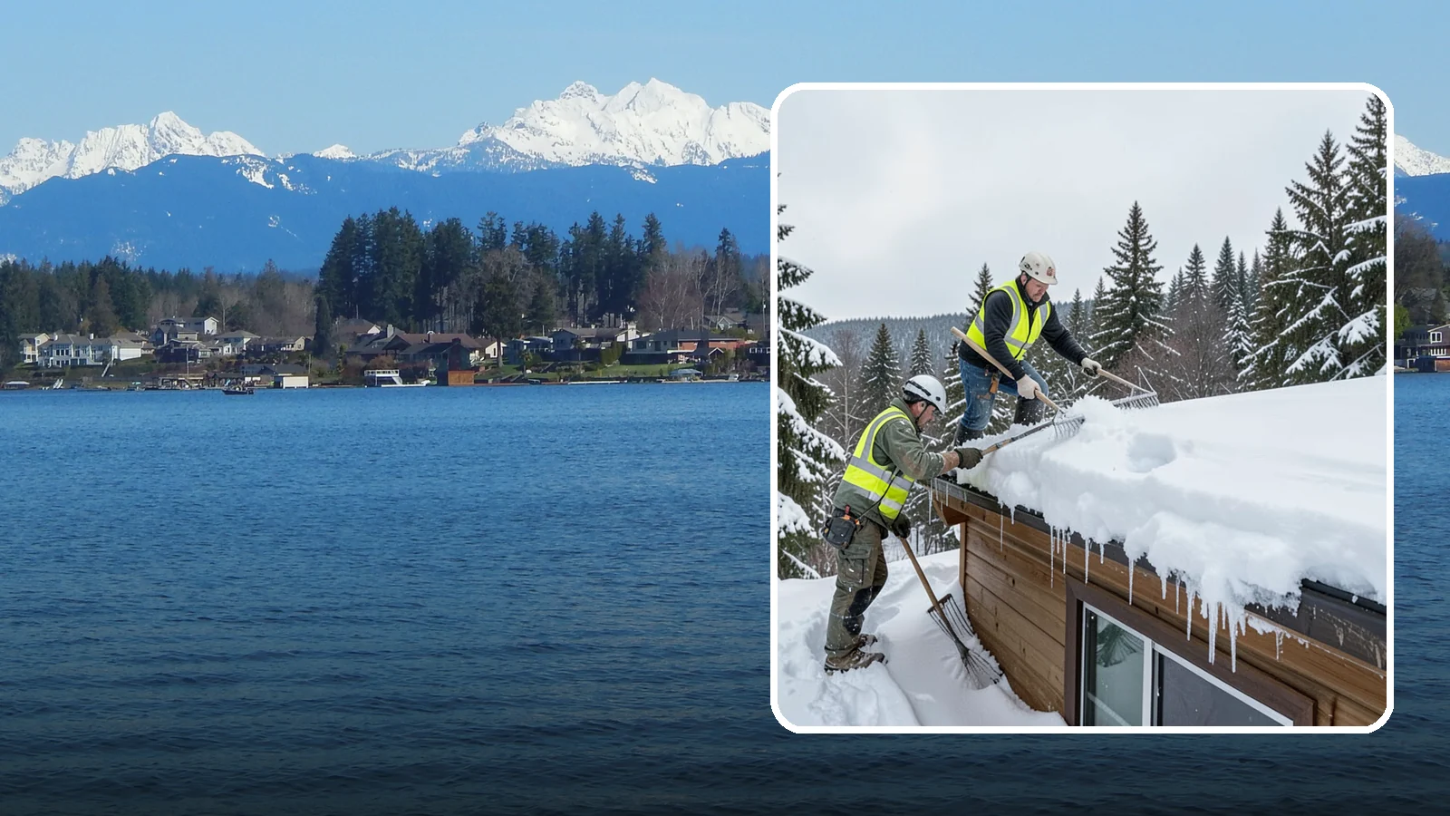 Low-Slope Roof Snow Removal in Lake Stevens, Snohomish County, WA - We remove snow from flat and low-slope roofs where heavy Northwest snow collects and lingers.
