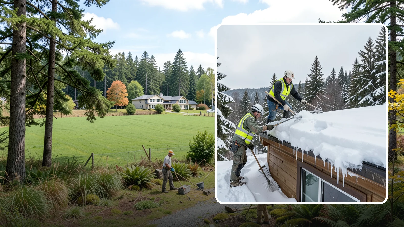 Low-Slope Roof Snow Removal in Lyman, Skagit County, WA - We remove snow from flat and low-slope roofs where heavy Northwest snow collects and lingers.