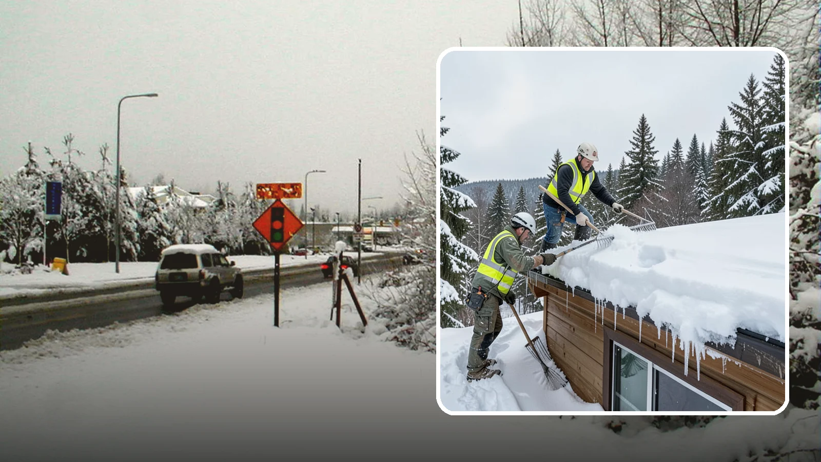 Low-Slope Roof Snow Removal in Newcastle, King County, WA - We remove snow from flat and low-slope roofs where heavy Northwest snow collects and lingers.