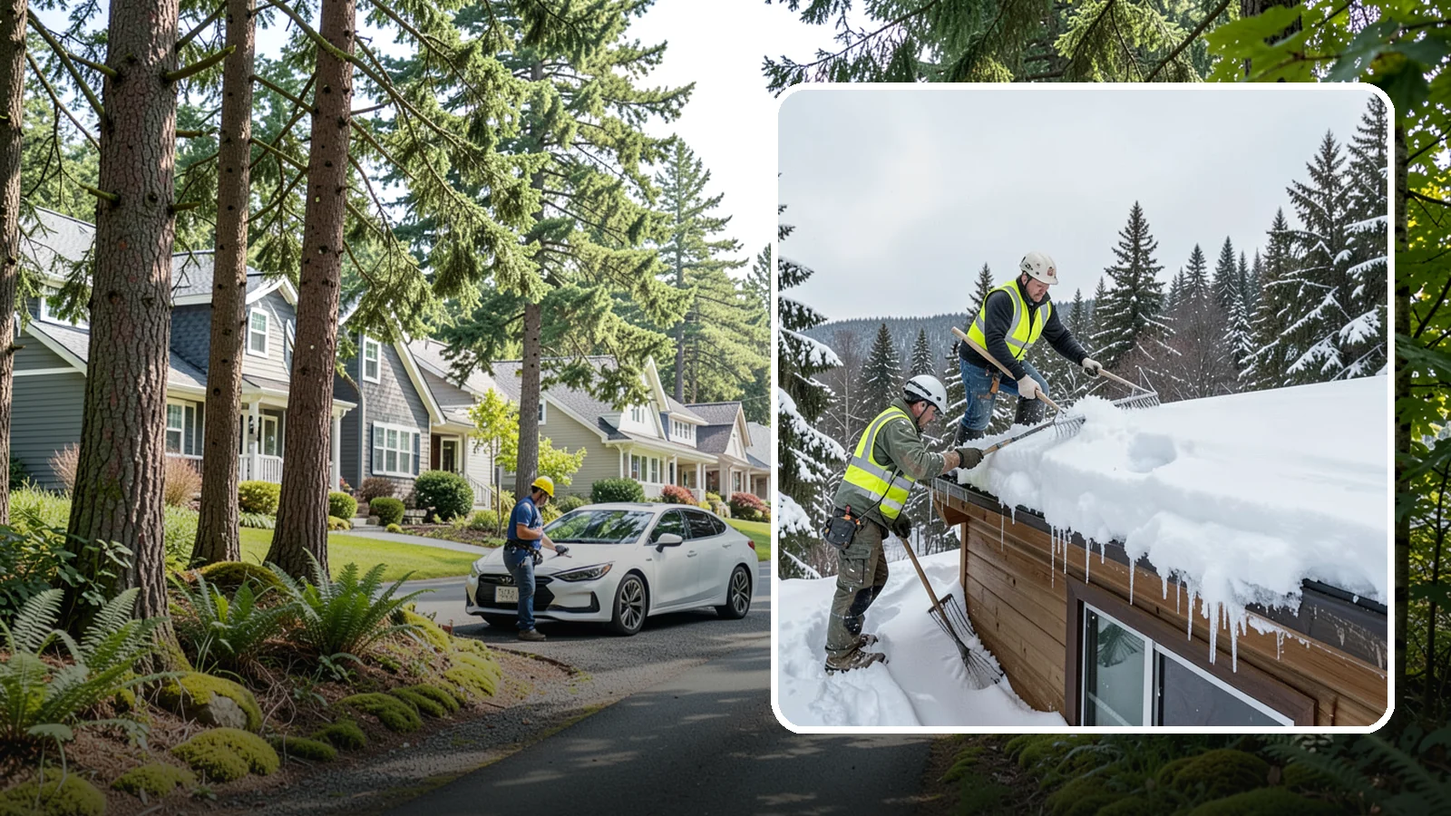 Low-Slope Roof Snow Removal in Normandy Park, King County, WA - We remove snow from flat and low-slope roofs where heavy Northwest snow collects and lingers.