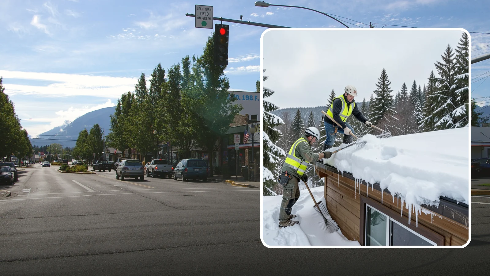Low-Slope Roof Snow Removal in North Bend, King County, WA - We remove snow from flat and low-slope roofs where heavy Northwest snow collects and lingers.