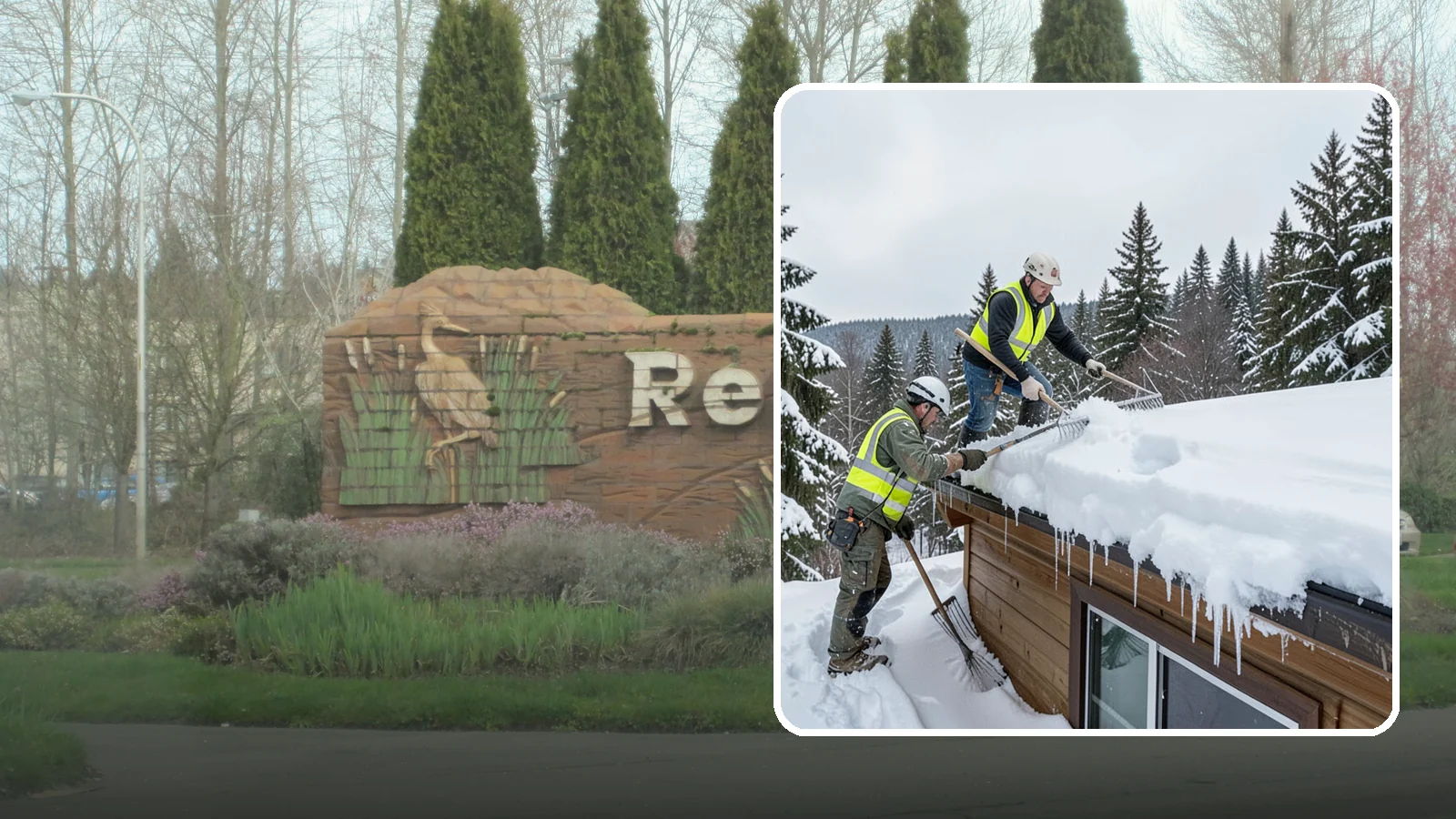 Low-Slope Roof Snow Removal in Renton, King County, WA - We remove snow from flat and low-slope roofs where heavy Northwest snow collects and lingers.