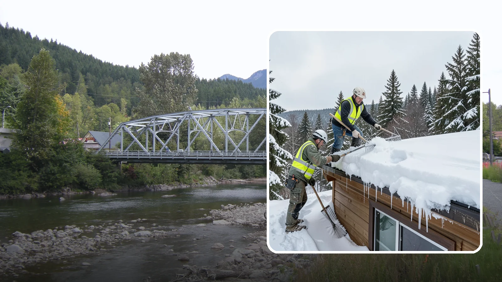 Low-Slope Roof Snow Removal in Skykomish, King County, WA - We remove snow from flat and low-slope roofs where heavy Northwest snow collects and lingers.