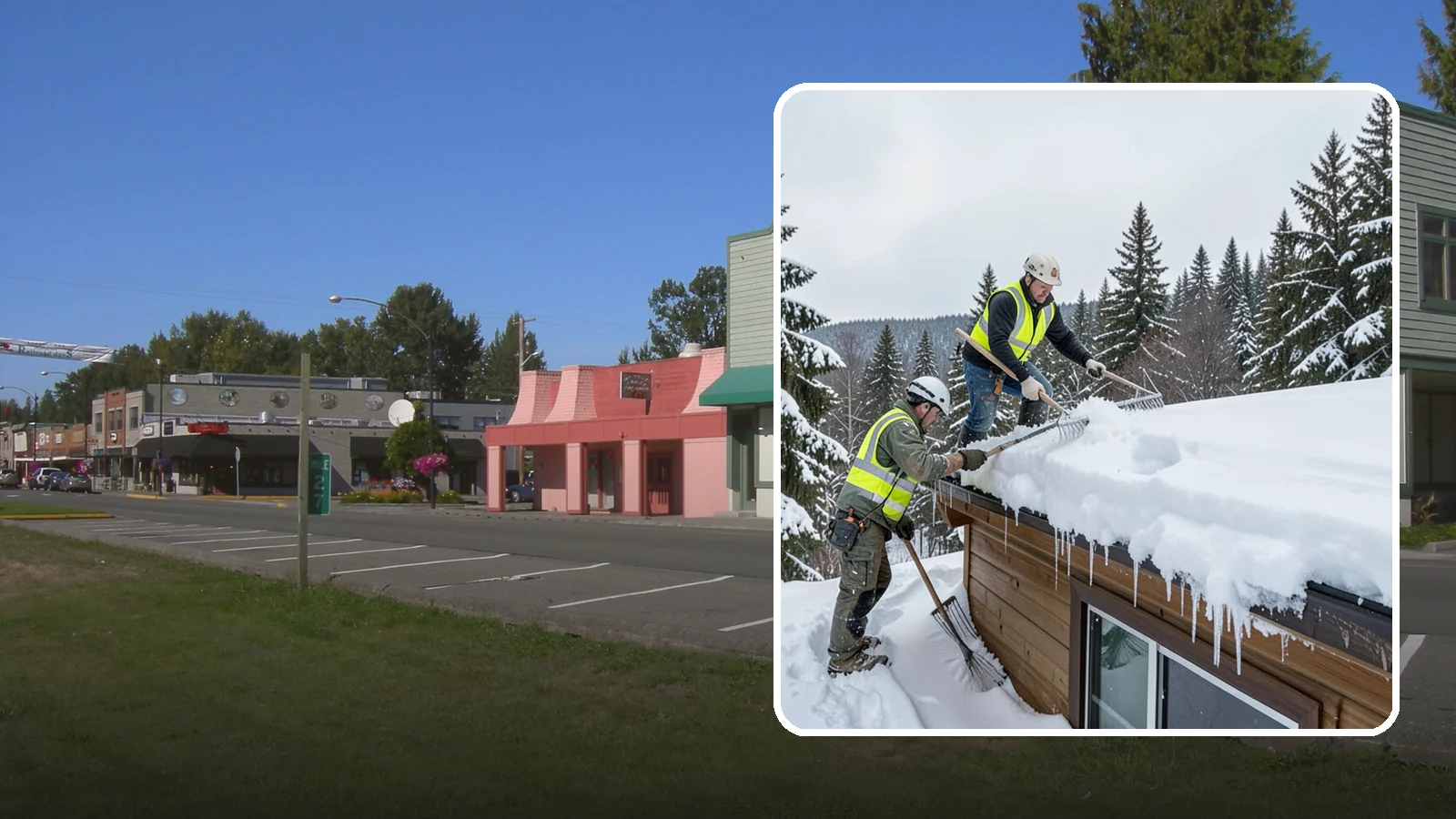 Low-Slope Roof Snow Removal in Snoqualmie, King County, WA - We remove snow from flat and low-slope roofs where heavy Northwest snow collects and lingers.