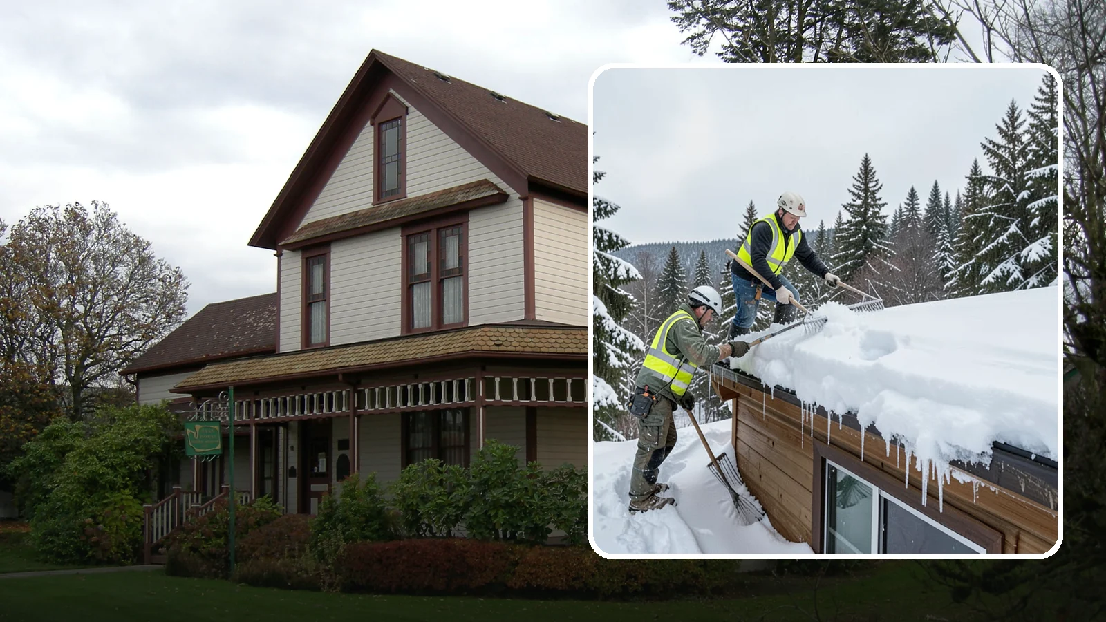 Low-Slope Roof Snow Removal in Sumner, Pierce County, WA - We remove snow from flat and low-slope roofs where heavy Northwest snow collects and lingers.