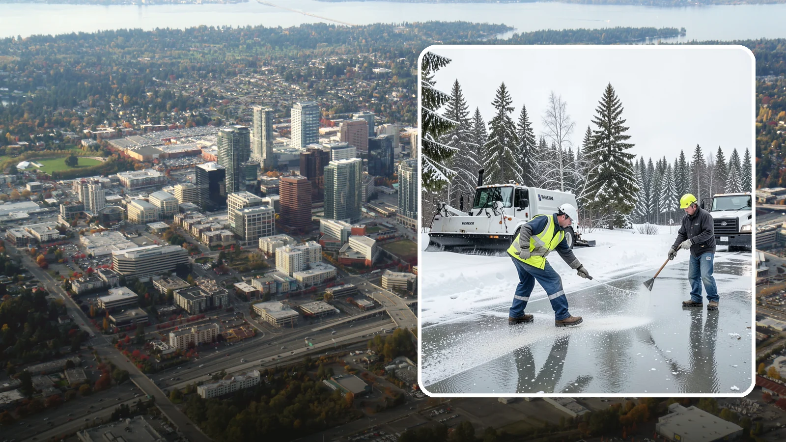 Magnesium Chloride Application in Bellevue, King County, WA - Magnesium chloride application melts ice at lower temperatures while being gentler on concrete, plants, and pets than rock salt.