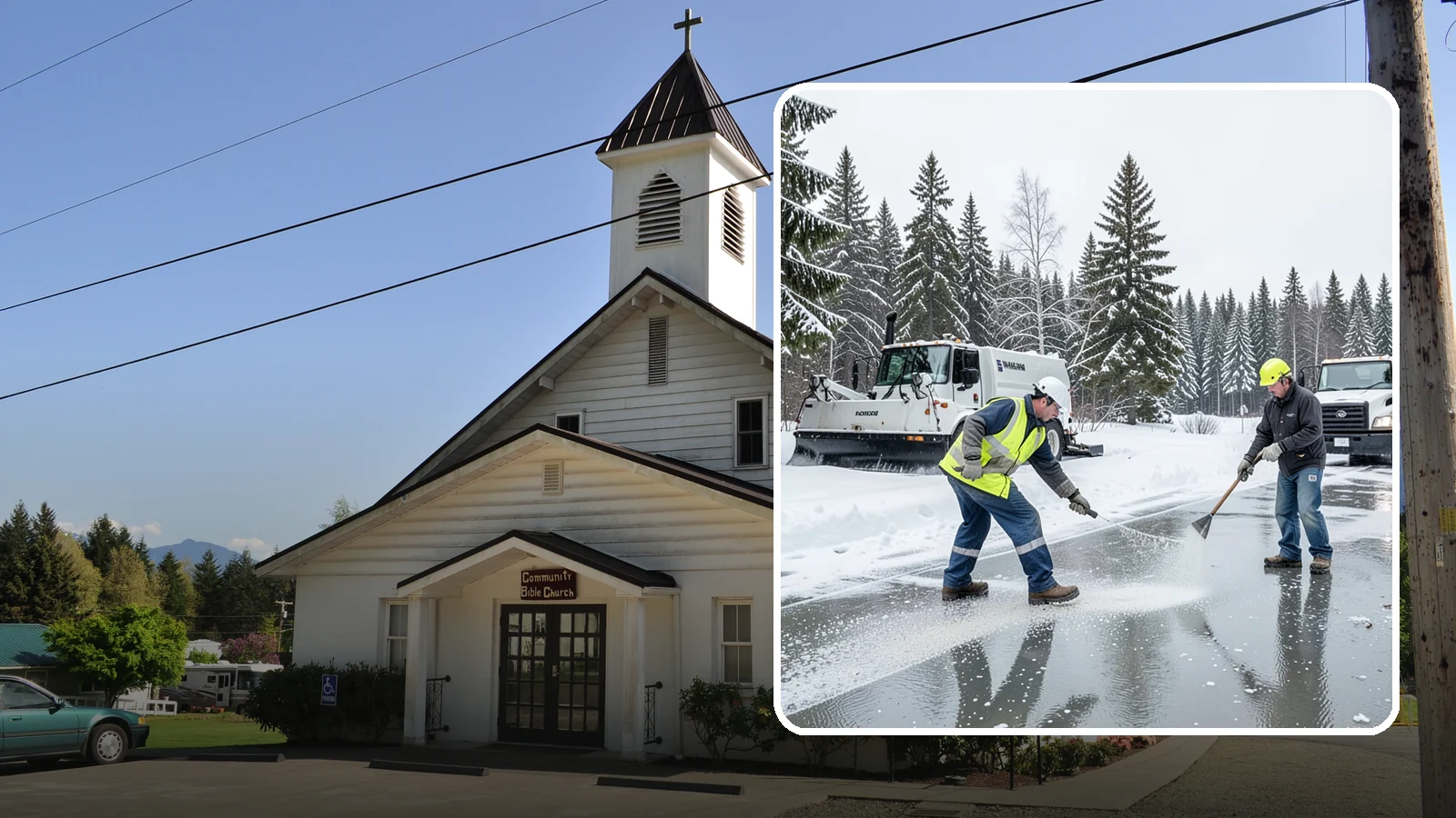 Magnesium Chloride Application in Concrete, Skagit County, WA - Magnesium chloride application melts ice at lower temperatures while being gentler on concrete, plants, and pets than rock salt.