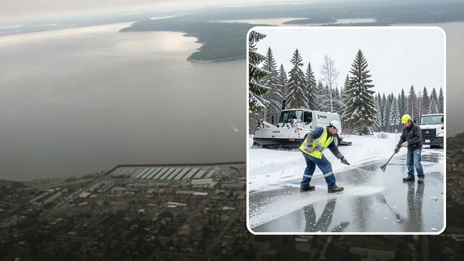 Magnesium Chloride Application in Des Moines, King County, WA - Magnesium chloride application melts ice at lower temperatures while being gentler on concrete, plants, and pets than rock salt.
