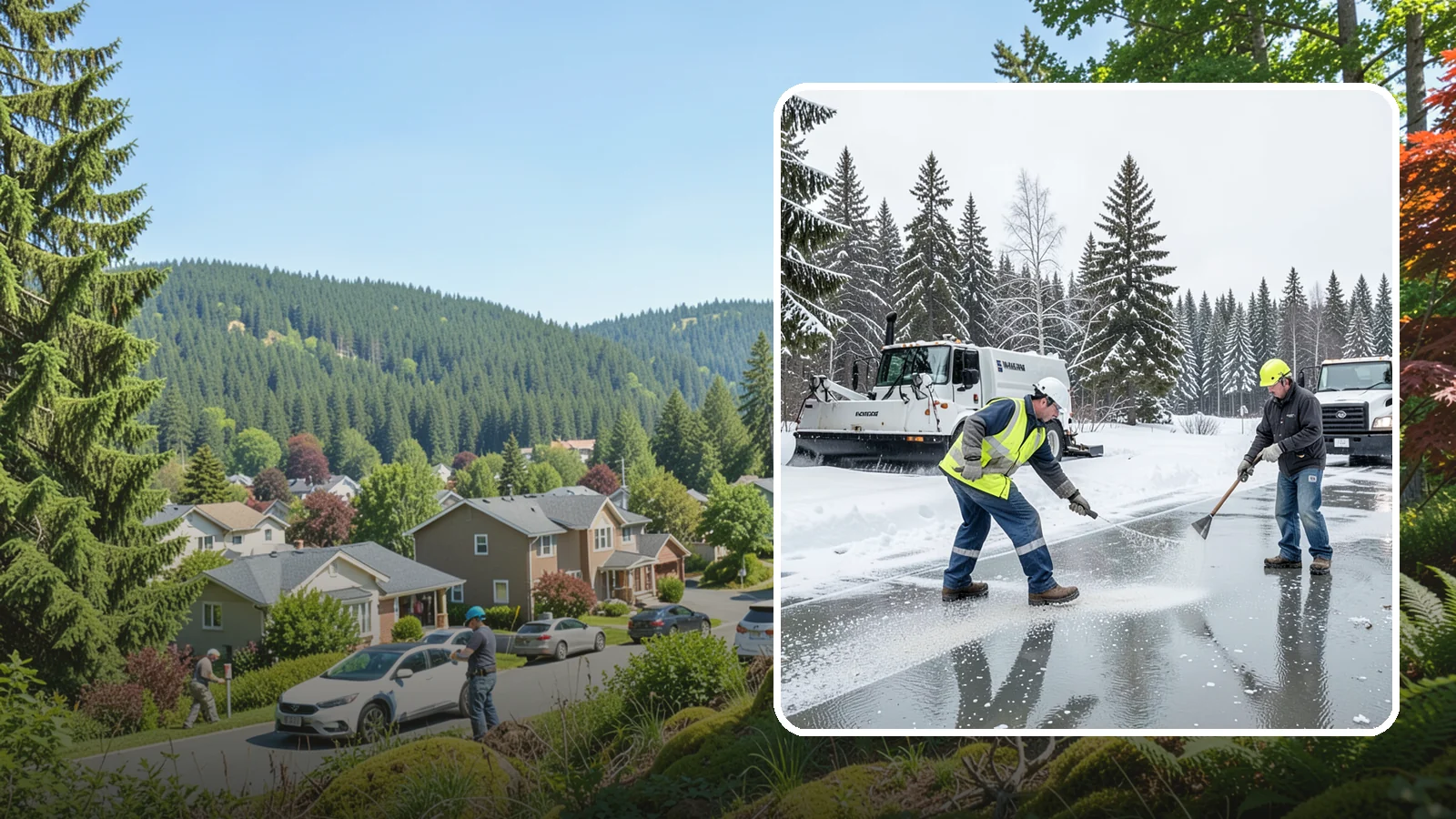 Magnesium Chloride Application in Index, Snohomish County, WA - Magnesium chloride application melts ice at lower temperatures while being gentler on concrete, plants, and pets than rock salt.