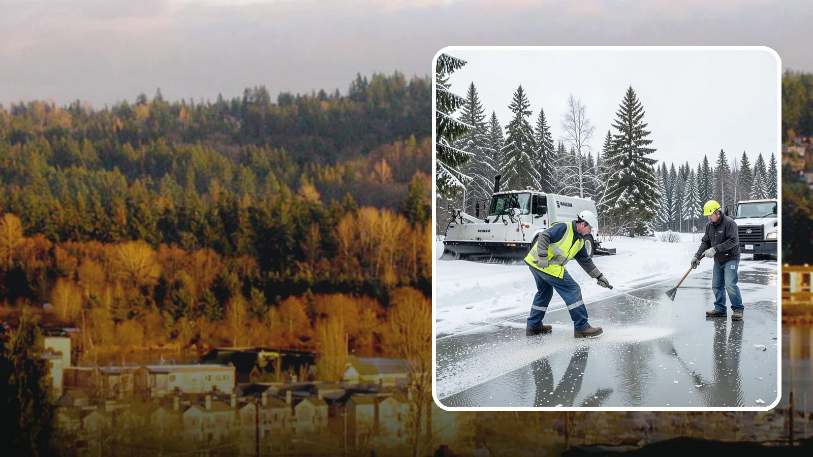 Magnesium Chloride Application in Kenmore, King County, WA - Magnesium chloride application melts ice at lower temperatures while being gentler on concrete, plants, and pets than rock salt.