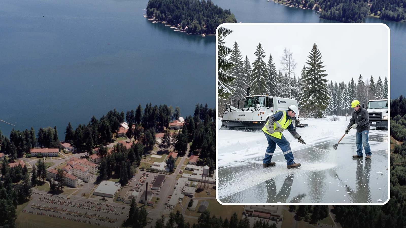 Magnesium Chloride Application in Lakewood, Pierce County, WA - Magnesium chloride application melts ice at lower temperatures while being gentler on concrete, plants, and pets than rock salt.