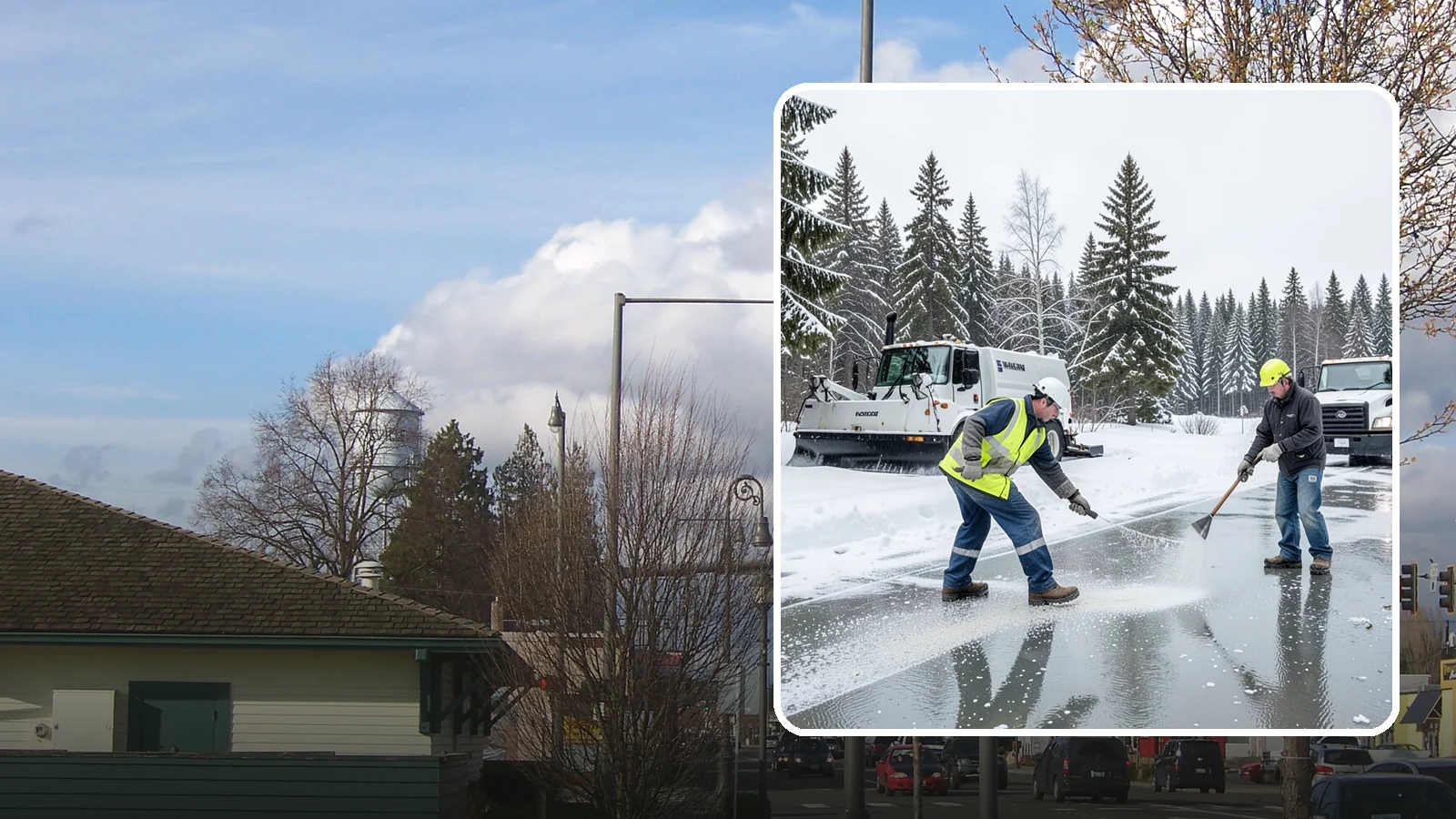 Magnesium Chloride Application in Marysville, Snohomish County, WA - Magnesium chloride application melts ice at lower temperatures while being gentler on concrete, plants, and pets than rock salt.