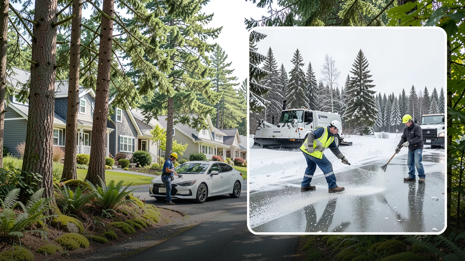 Magnesium Chloride Application in Normandy Park, King County, WA - Magnesium chloride application melts ice at lower temperatures while being gentler on concrete, plants, and pets than rock salt.