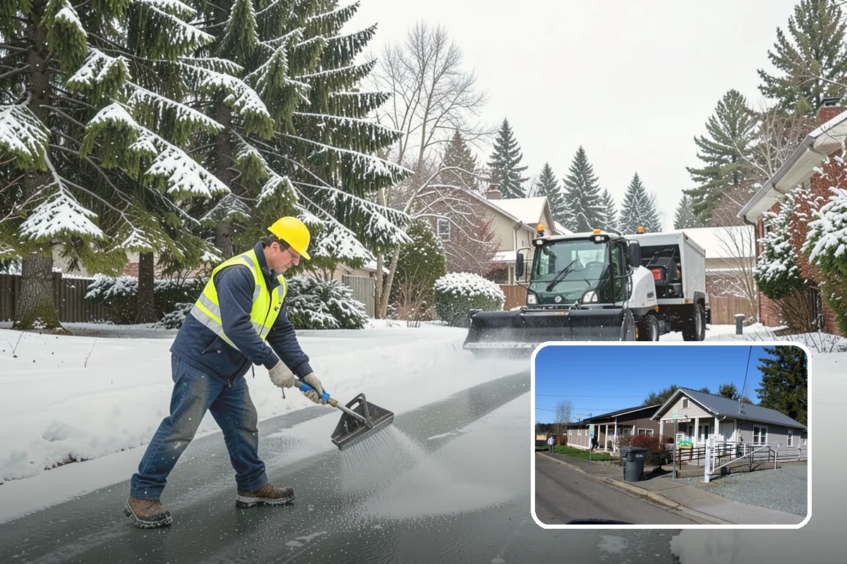 Magnesium Chloride Application in South Prairie, Pierce County, WA - Melts ice at colder temperatures than rock salt