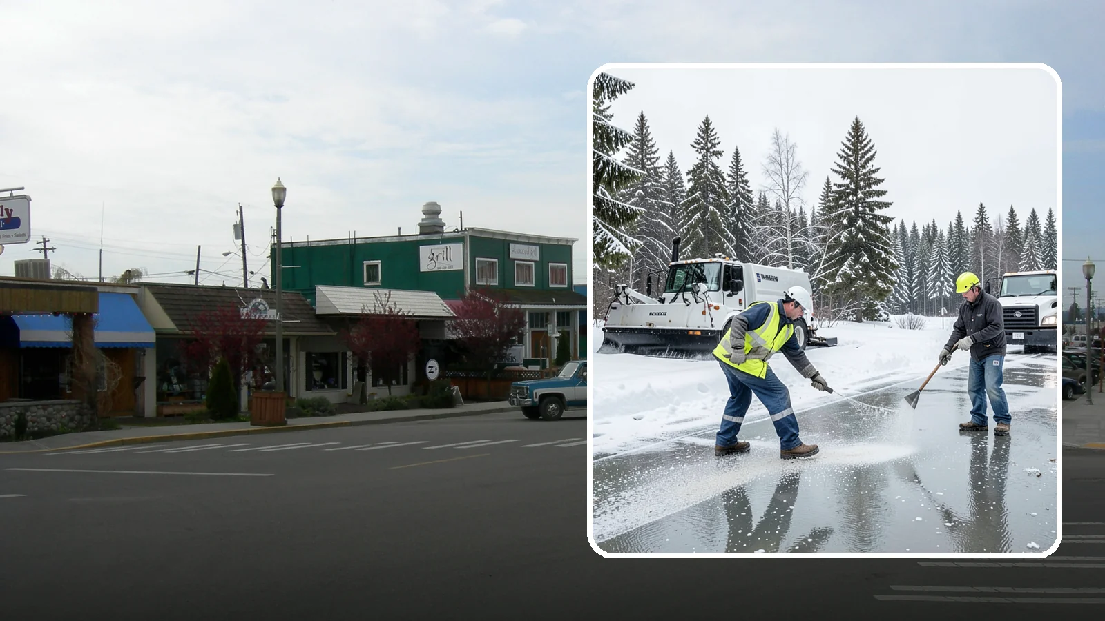 Magnesium Chloride Application in Stanwood, Snohomish County, WA - Magnesium chloride application melts ice at lower temperatures while being gentler on concrete, plants, and pets than rock salt.