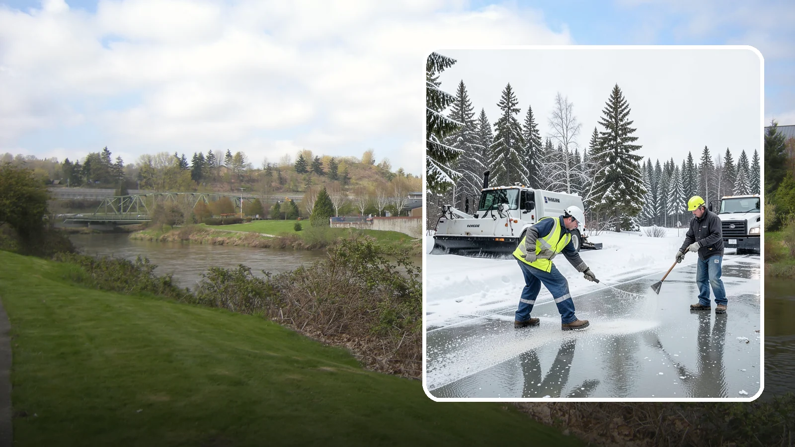Magnesium Chloride Application in Tukwila, King County, WA - Magnesium chloride application melts ice at lower temperatures while being gentler on concrete, plants, and pets than rock salt.