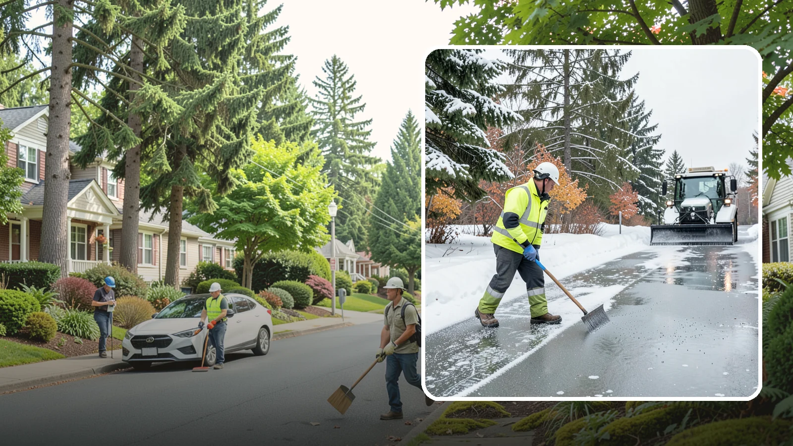 Magnesium Chloride Spreading in Beaux Arts Village, King County, WA - Magnesium chloride spreading delivers effective deicing with less damage to concrete, vegetation, and paws than harsher salts.