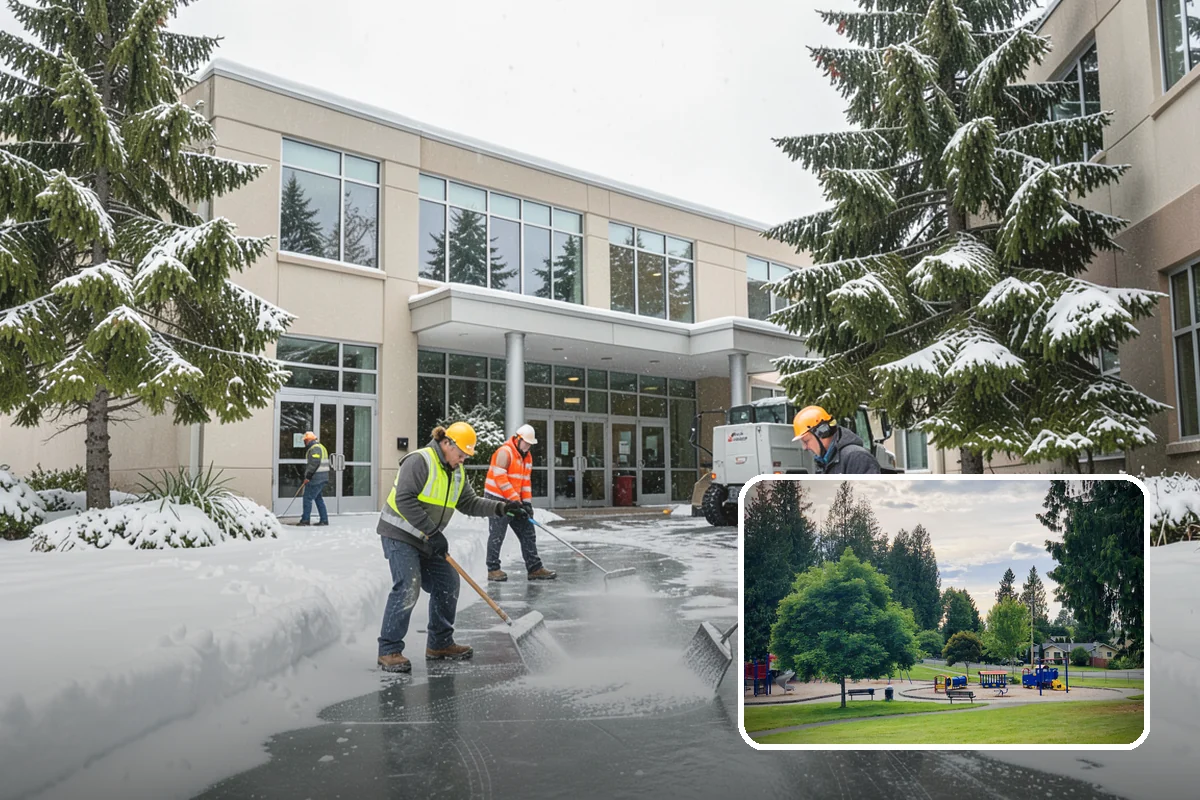 Magnesium Chloride Spreading in Bonney Lake, Pierce County, WA - Less corrosive to concrete, rebar, and metal railings than rock salt