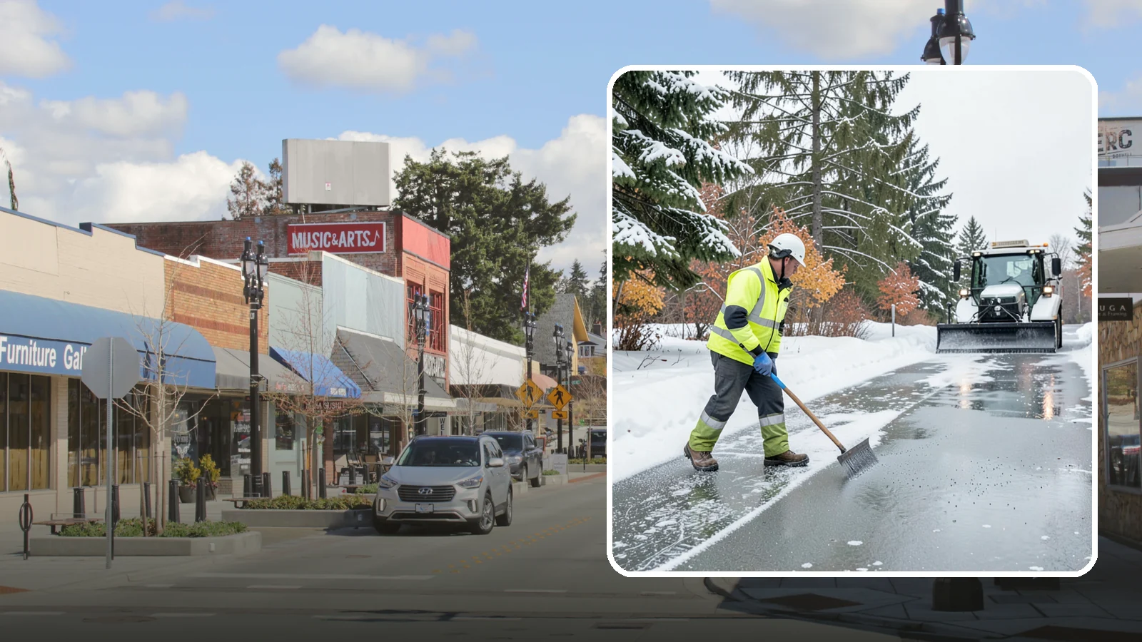 Magnesium Chloride Spreading in Bothell, King County, WA - Magnesium chloride spreading delivers effective deicing with less damage to concrete, vegetation, and paws than harsher salts.