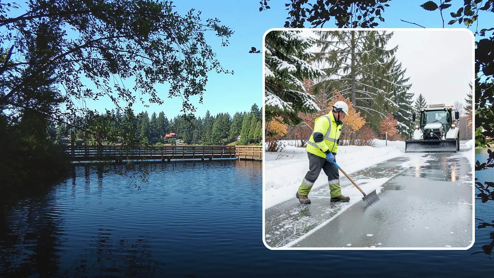 Magnesium Chloride Spreading in Federal Way, King County, WA - Magnesium chloride spreading delivers effective deicing with less damage to concrete, vegetation, and paws than harsher salts.