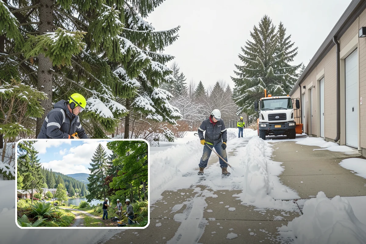 Magnesium Chloride Spreading in Lake Forest Park, King County, WA - Less corrosive to concrete, rebar, and metal railings than rock salt