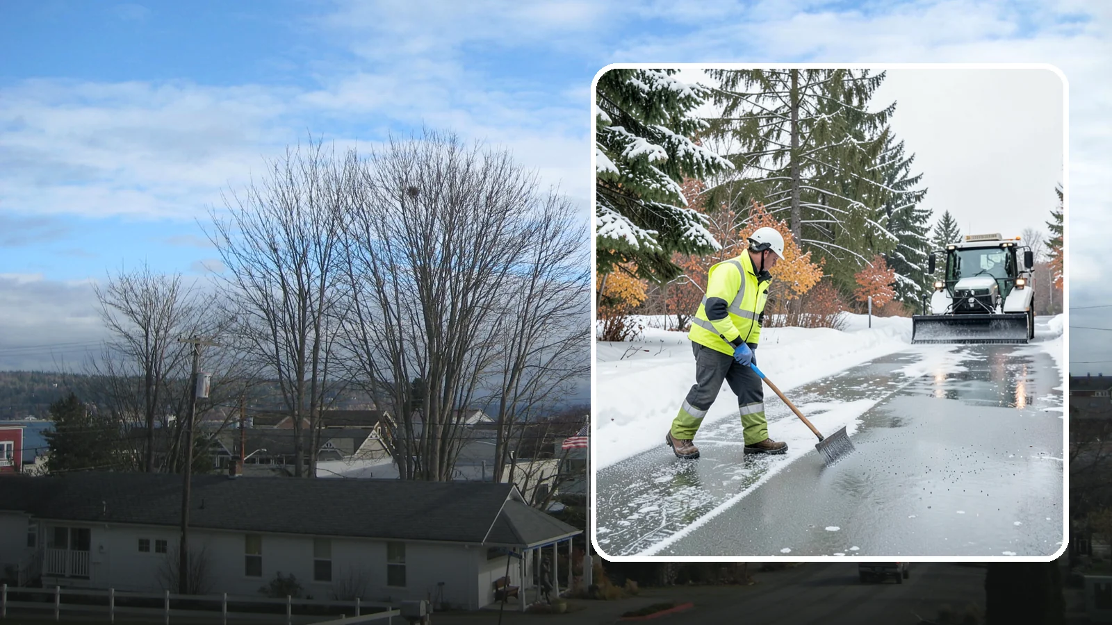 Magnesium Chloride Spreading in Langley, Island County, WA - Magnesium chloride spreading delivers effective deicing with less damage to concrete, vegetation, and paws than harsher salts.