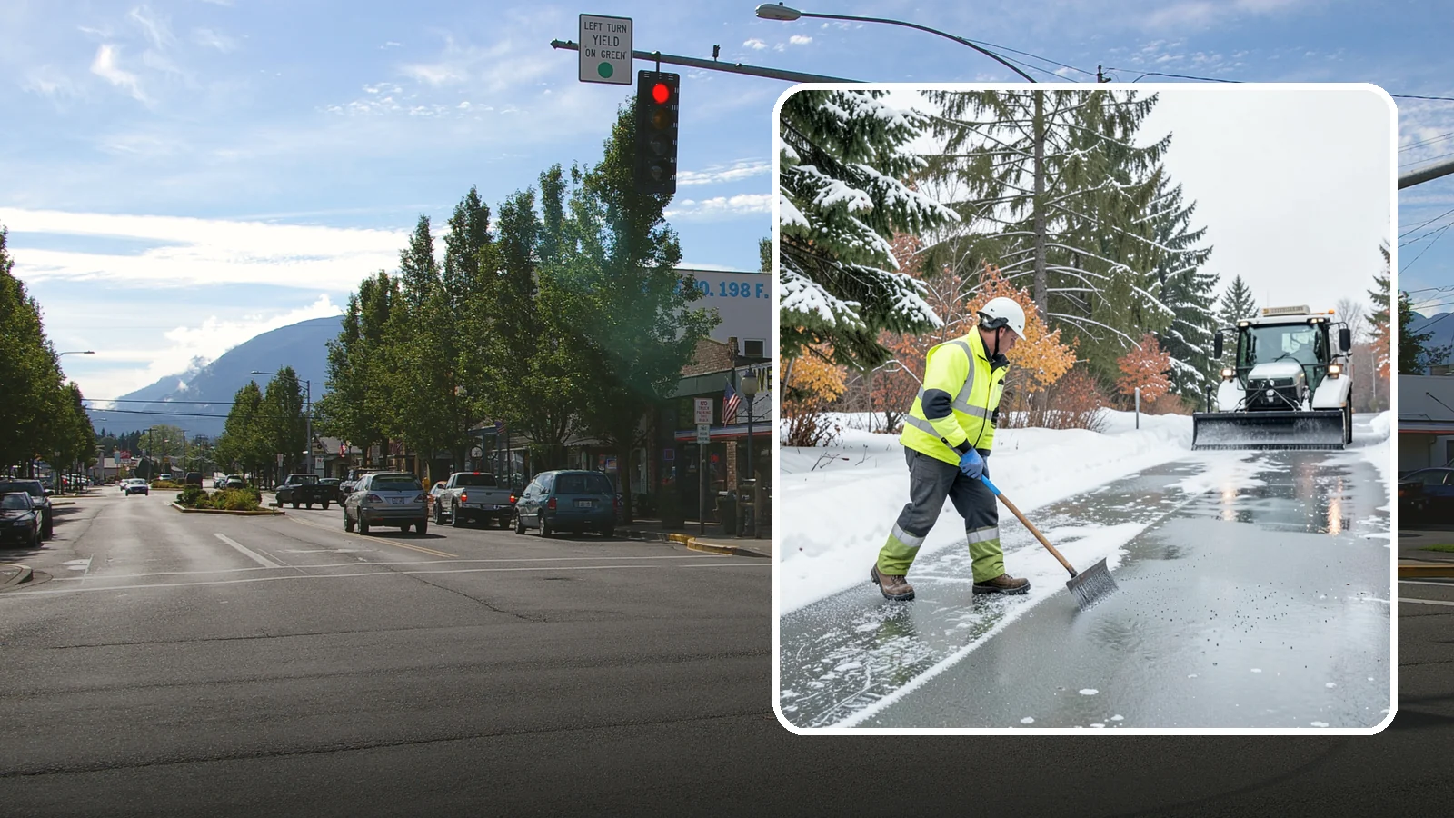Magnesium Chloride Spreading in North Bend, King County, WA - Magnesium chloride spreading delivers effective deicing with less damage to concrete, vegetation, and paws than harsher salts.