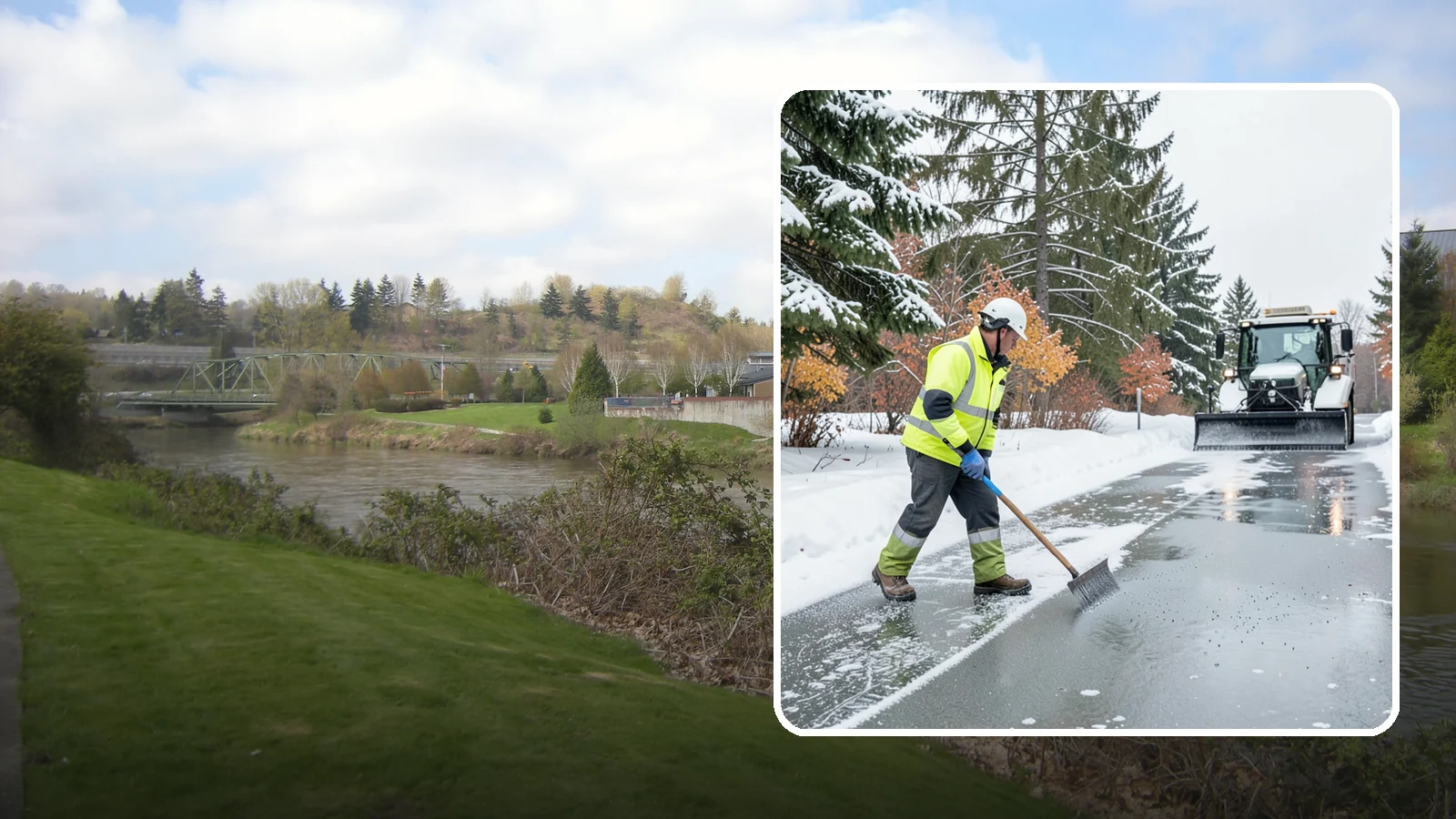 Magnesium Chloride Spreading in Tukwila, King County, WA - Magnesium chloride spreading delivers effective deicing with less damage to concrete, vegetation, and paws than harsher salts.