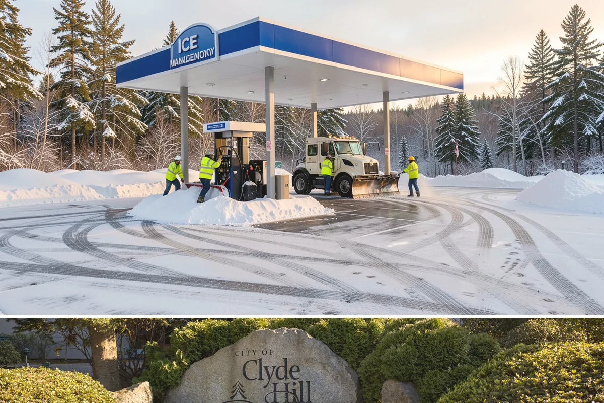 Mail Kiosk Clearing in Clyde Hill, King County, WA - Cleared each morning after accumulation so mail service continues through the November-to-March snow window.