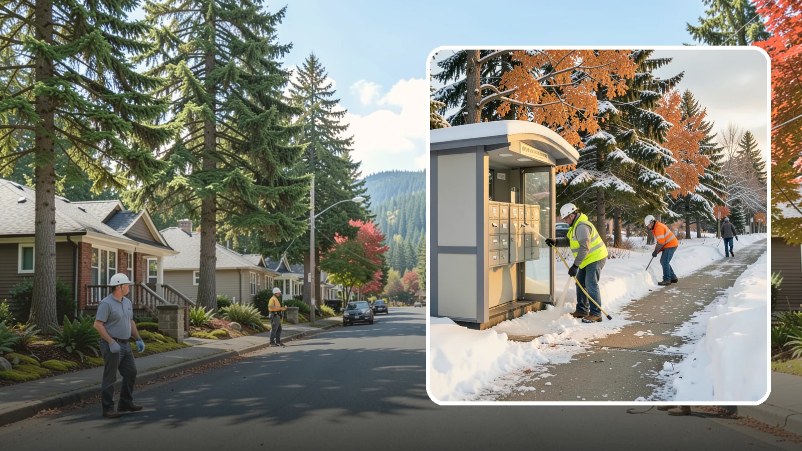Mail Kiosk Clearing in Hunts Point, King County, WA - We clear cluster mailbox kiosks and their approaches so residents and carriers reach the mail safely through Western Washington...