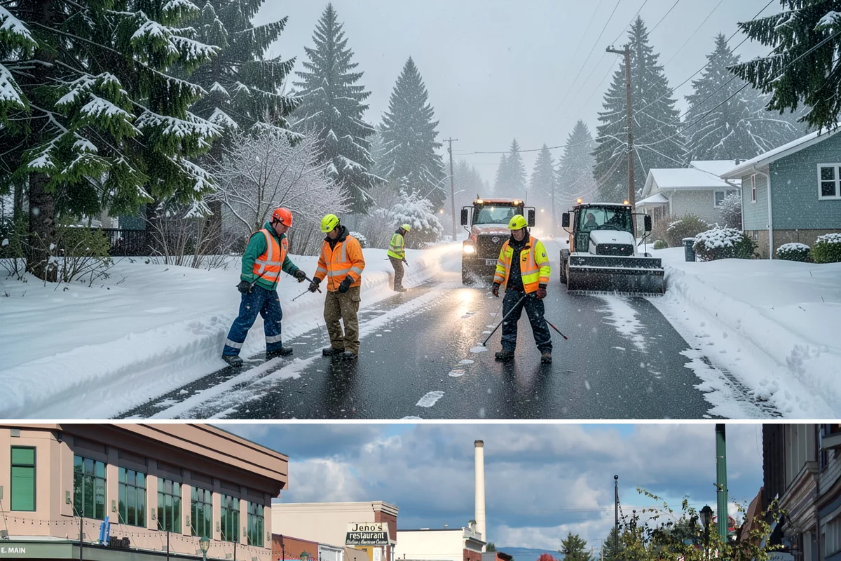 Mail Kiosk Clearing in Monroe, Snohomish County, WA - Cleared each morning after accumulation so mail service continues through the November-to-March snow window.